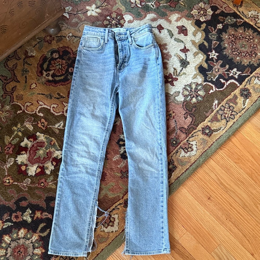 Just black split denim jean